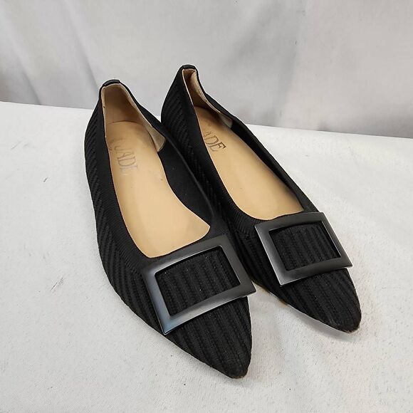 Women's Jade Black Pointy Heal Buckle Ballet Flats Size 6.5 - Picture 1 of 9